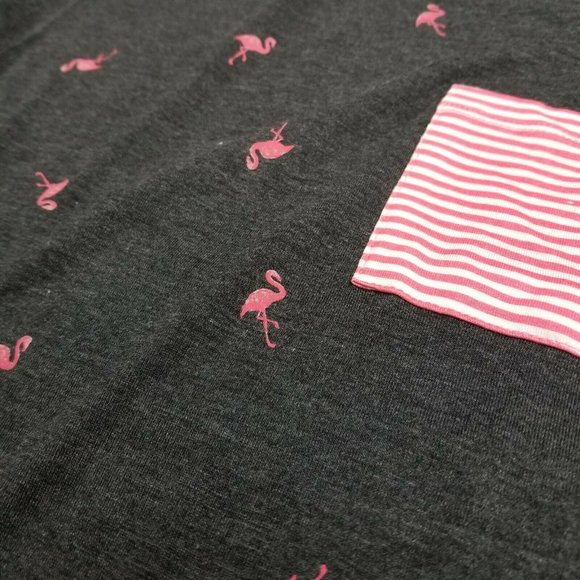 Self Esteem Charcoal Gray Tee Flamingo Pocket Top - Picture 7 of 8